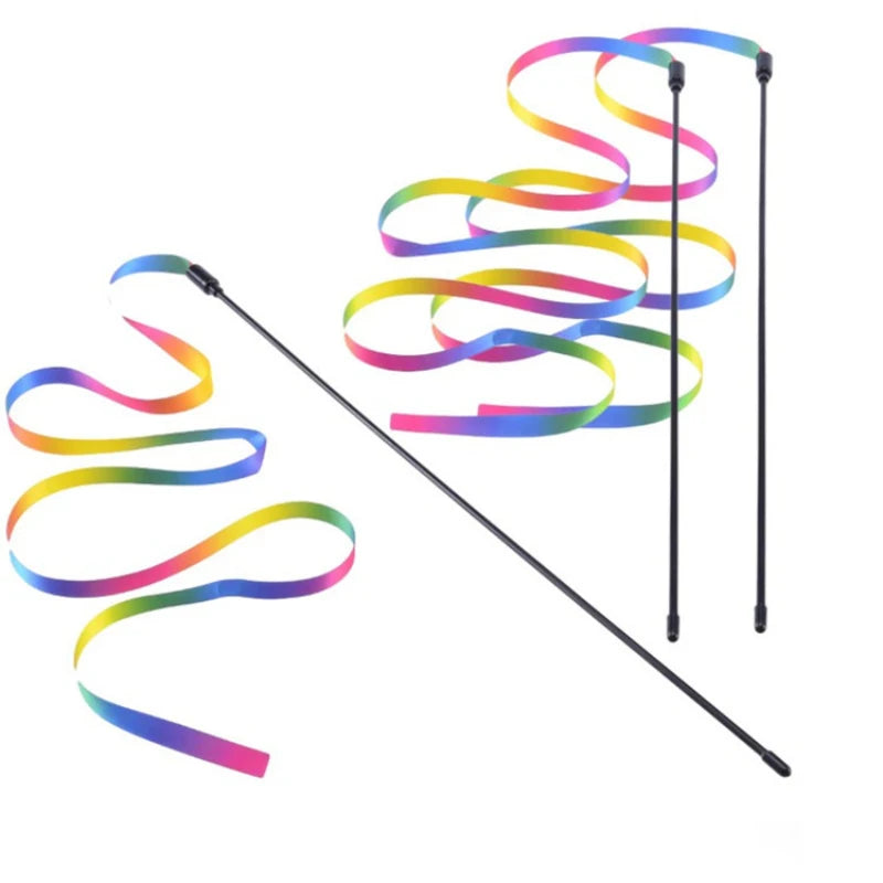 Rainbow Strips Cat Teaser Wand Toy