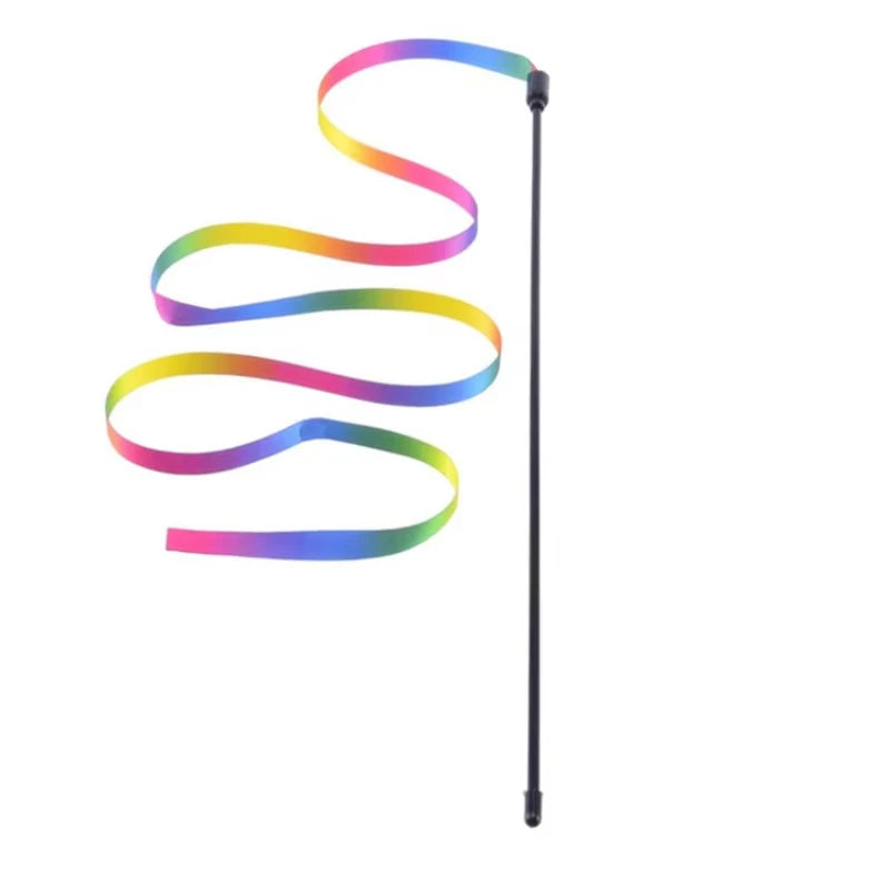 Rainbow Strips Cat Teaser Wand Toy