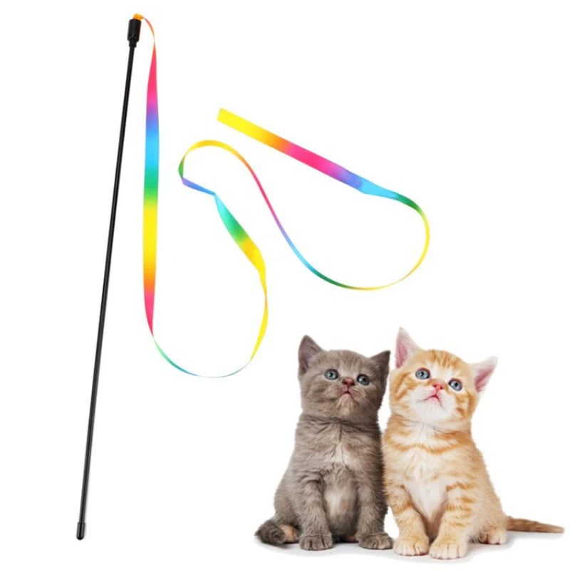 Rainbow Strips Cat Teaser Wand Toy