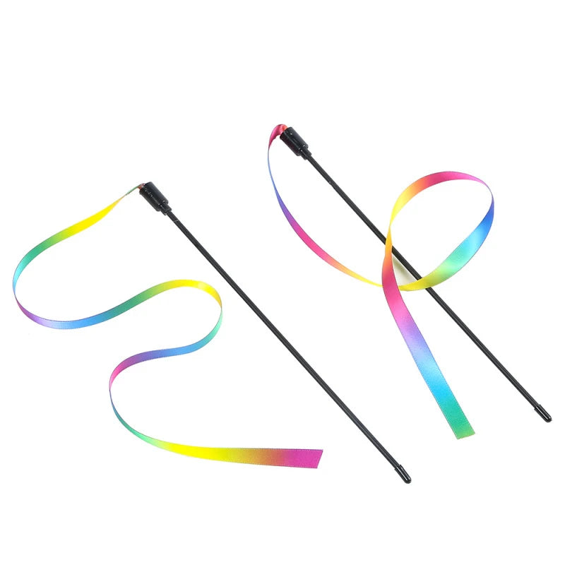 Rainbow Strips Cat Teaser Wand Toy