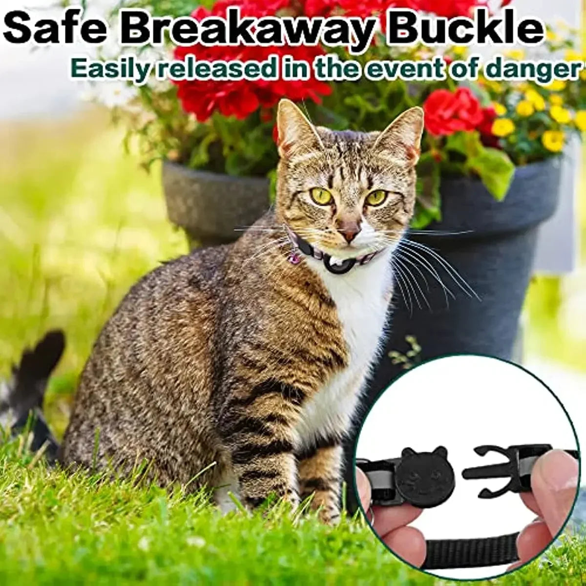 ATUBAN Airtag Breakaway Cat Collar with Bell