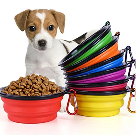 Folding Silicone Pet Bowl with Carabiner