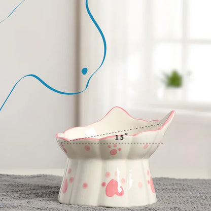 Elevated Ceramic Cat Food Bowl Set