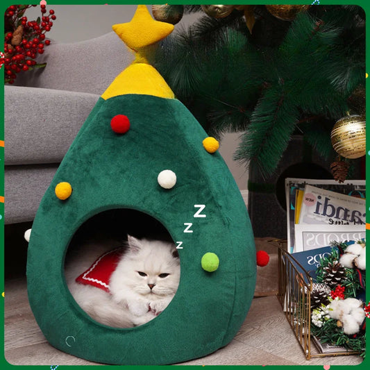 Christmas Plush Pet Bed Cave