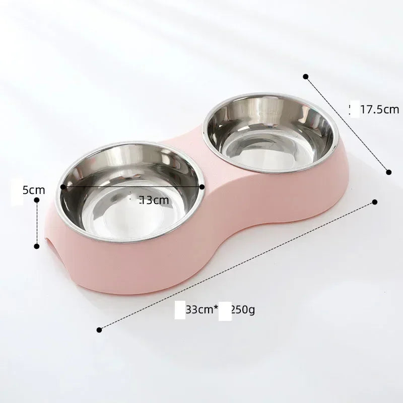 Double Stainless Steel Pet Food & Water Bowl