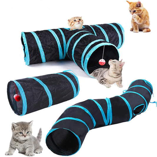 Foldable Cat Tunnel with Breathable Drill Barrel