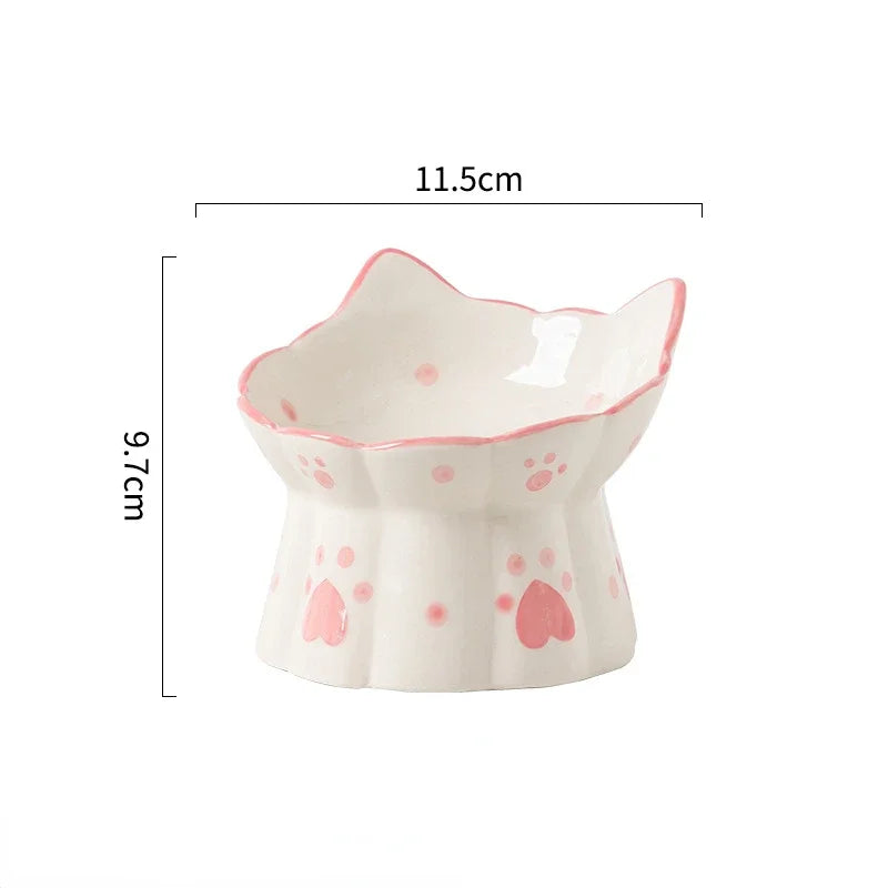 Elevated Ceramic Cat Food Bowl Set