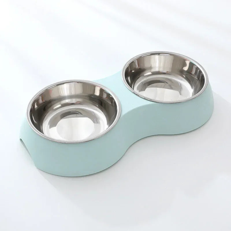 Double Stainless Steel Pet Food & Water Bowl