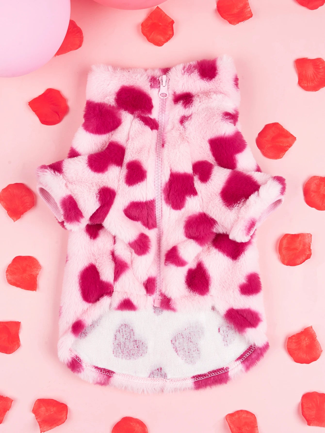 Super Soft Winter Dog Hoodie with Heart Print