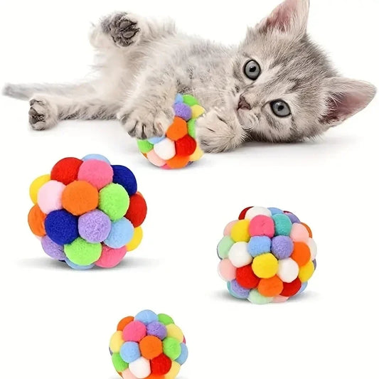 Colorful Plush Cat Toy Balls