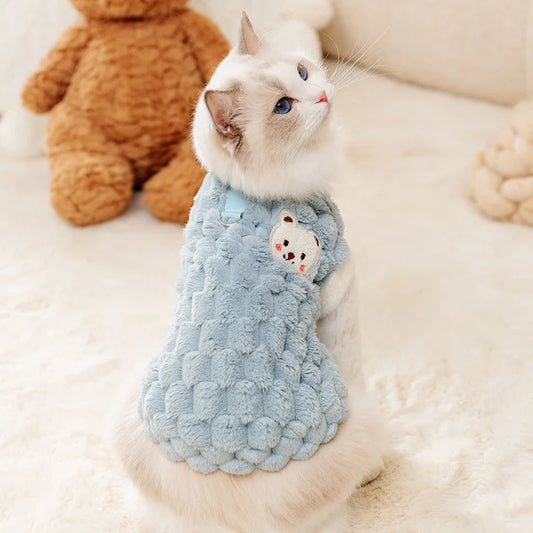 Plush Cat Puppy Button Jacket