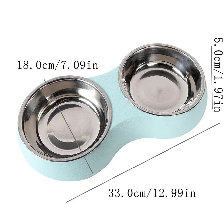 Double Stainless Steel Pet Food & Water Bowl