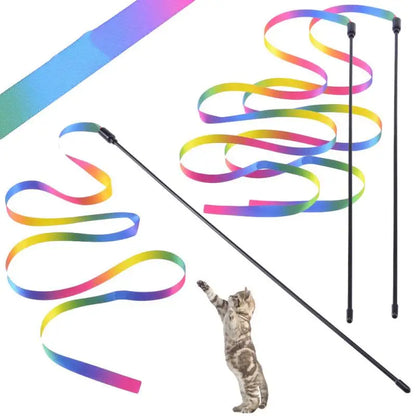 Rainbow Strips Cat Teaser Wand Toy