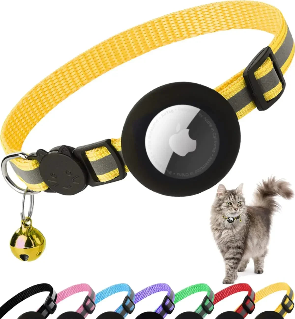 ATUBAN Airtag Breakaway Cat Collar with Bell