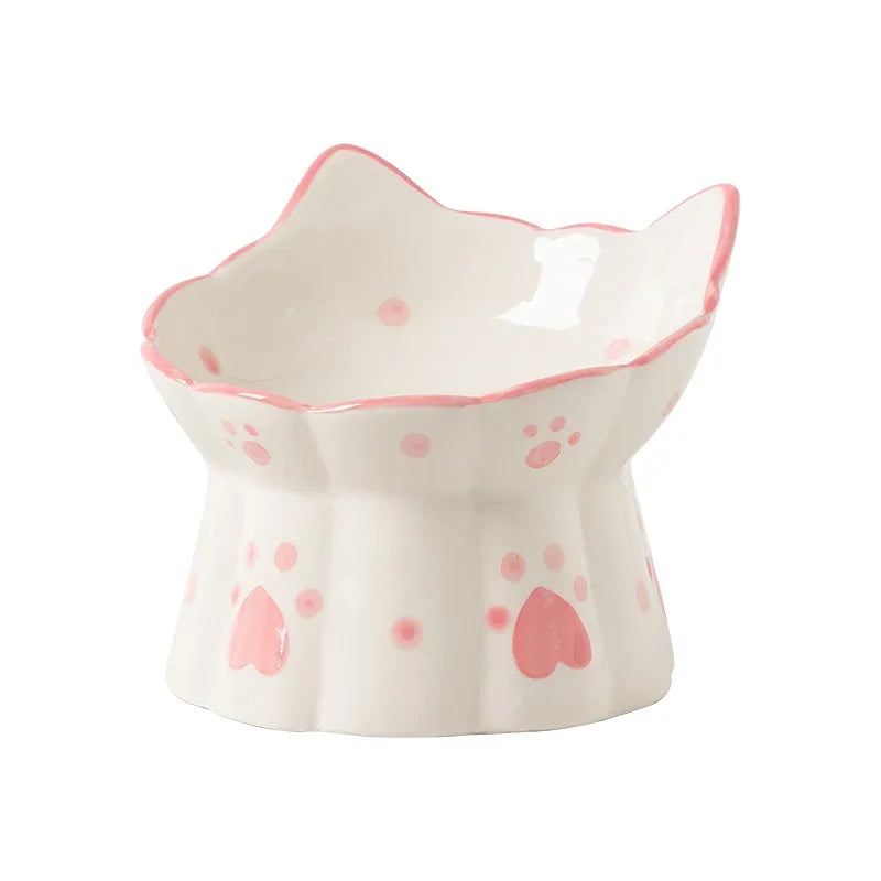 Elevated Ceramic Cat Food Bowl Set