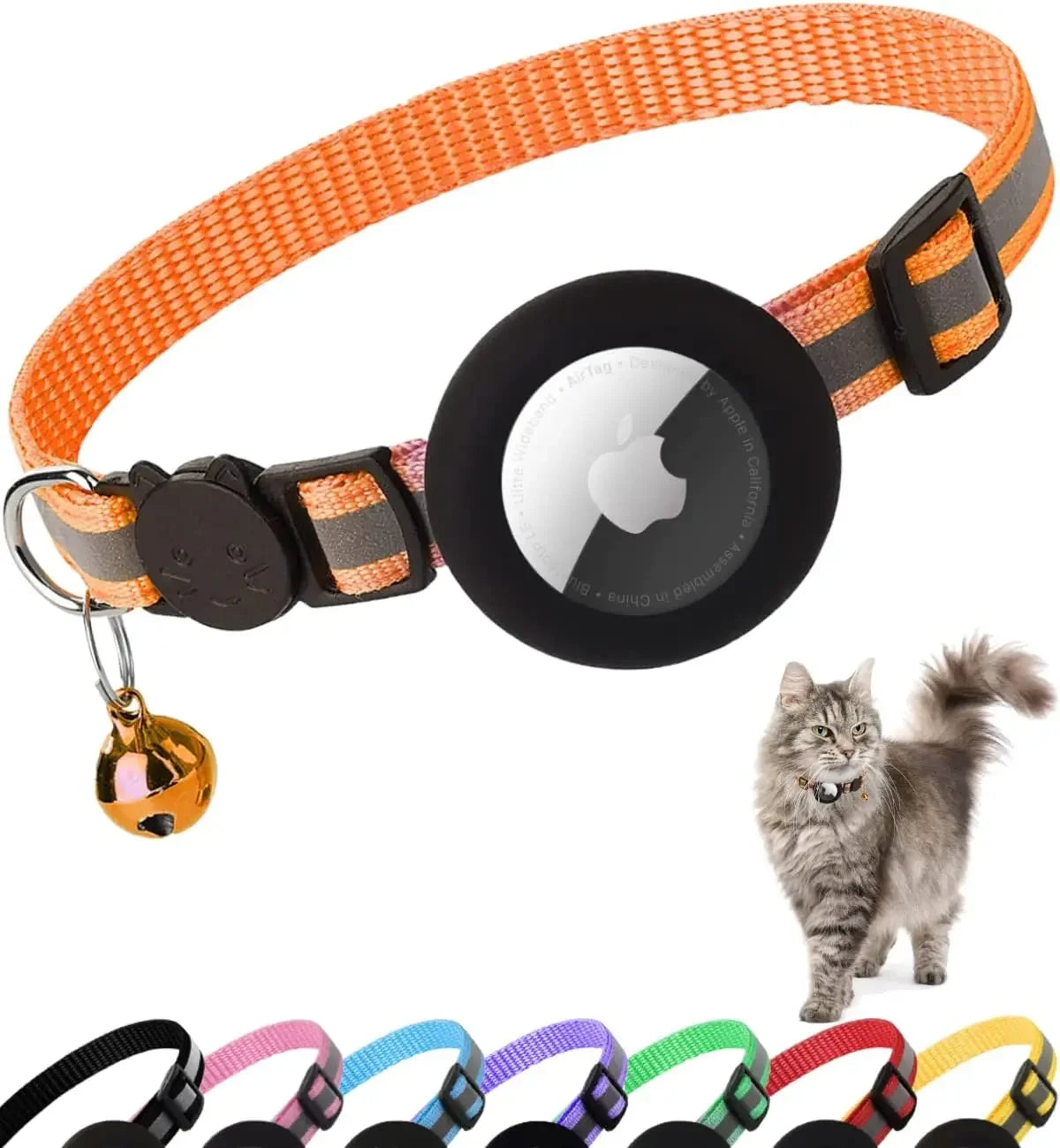 ATUBAN Airtag Breakaway Cat Collar with Bell