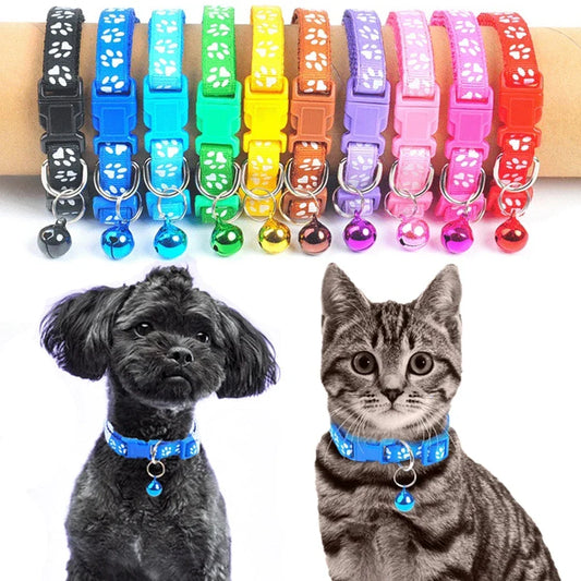 Footprint Reflective Pet Collar with Bell