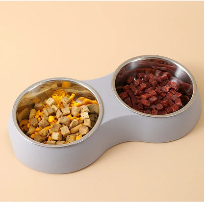 Double Stainless Steel Pet Food & Water Bowl