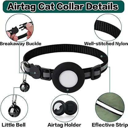 ATUBAN Airtag Breakaway Cat Collar with Bell