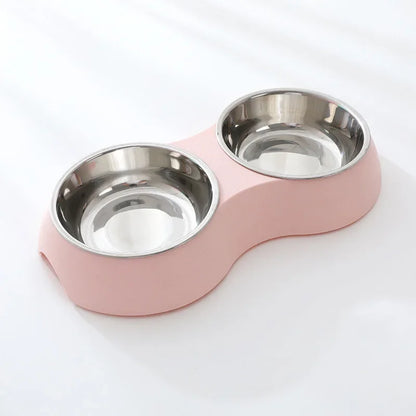 Double Stainless Steel Pet Food & Water Bowl