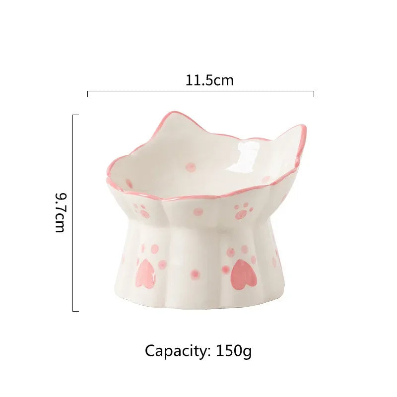 Elevated Ceramic Cat Food Bowl Set