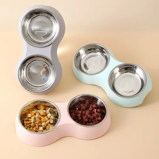 Double Stainless Steel Pet Food & Water Bowl